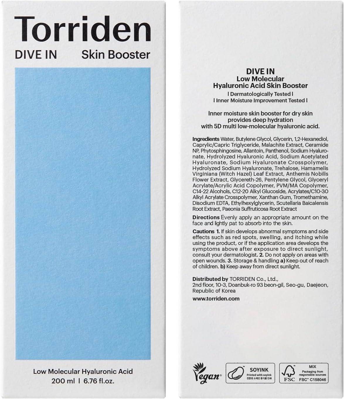 [Torriden] DIVE IN Low Molecular Hyaluronic Acid Skin Booster 200ml - Beauty Lab Perth