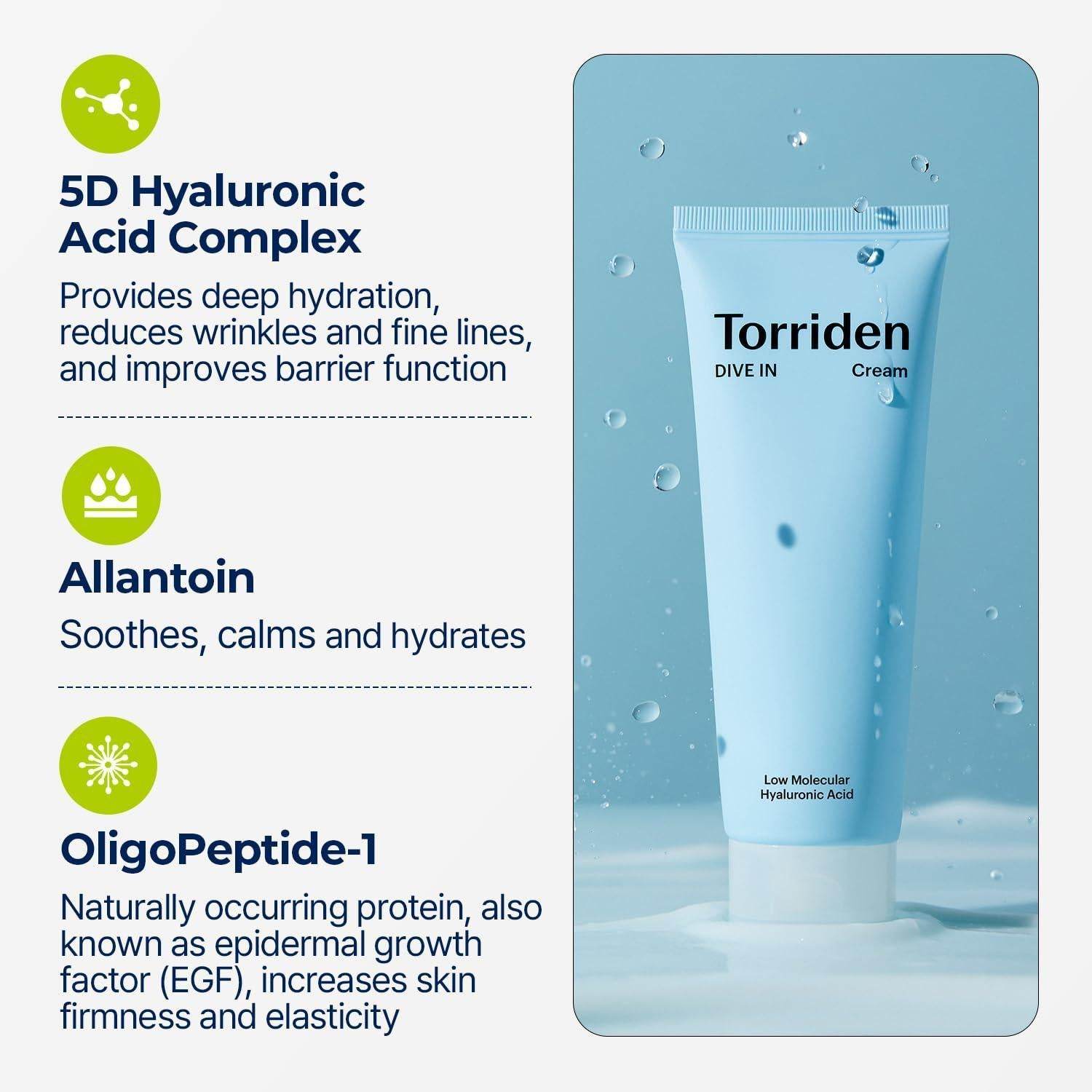 [Torriden] DIVE IN Low Molecular Hyaluronic Acid Cream 80ml - Beauty Lab Perth