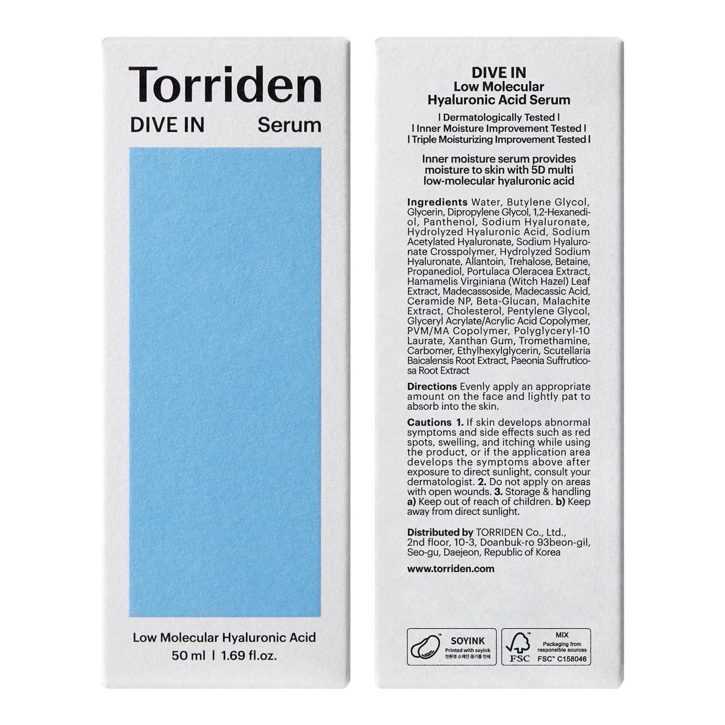 [Torriden] DIVE IN Low Molecular Hyaluronic Acid Serum 50ml - Beauty Lab Perth