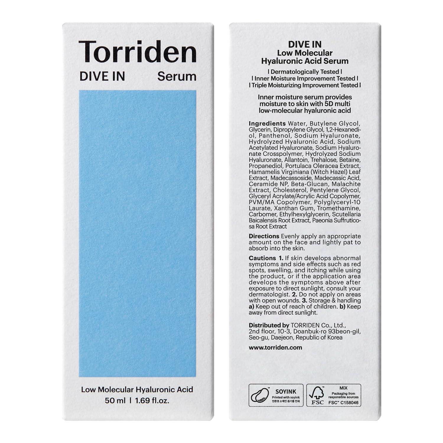 [Torriden] DIVE IN Low Molecular Hyaluronic Acid Serum 50ml - Beauty Lab Perth