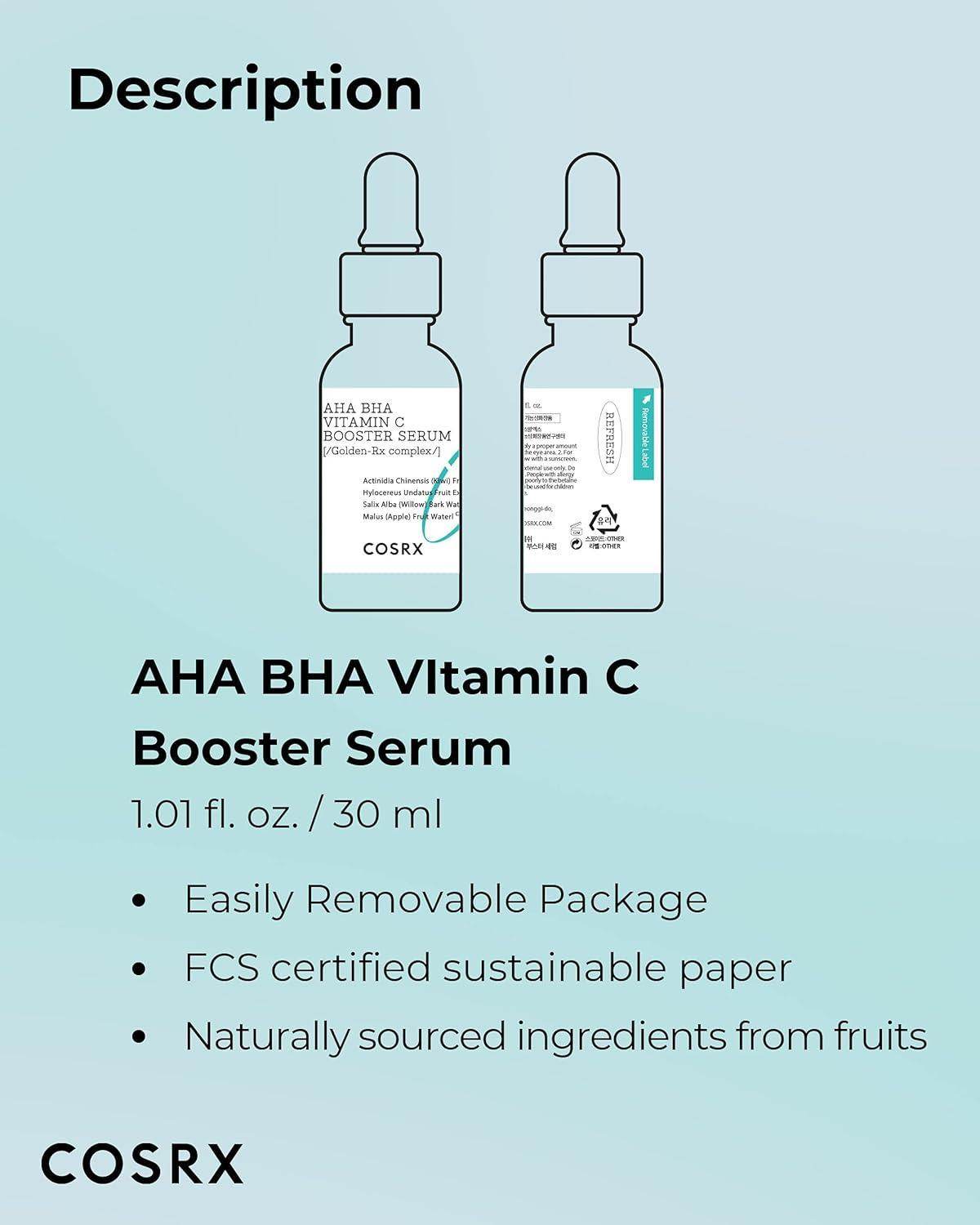 [Cosrx] Refresh AHA BHA Vitamin C Booster Serum 30ml - Beauty Lab Perth