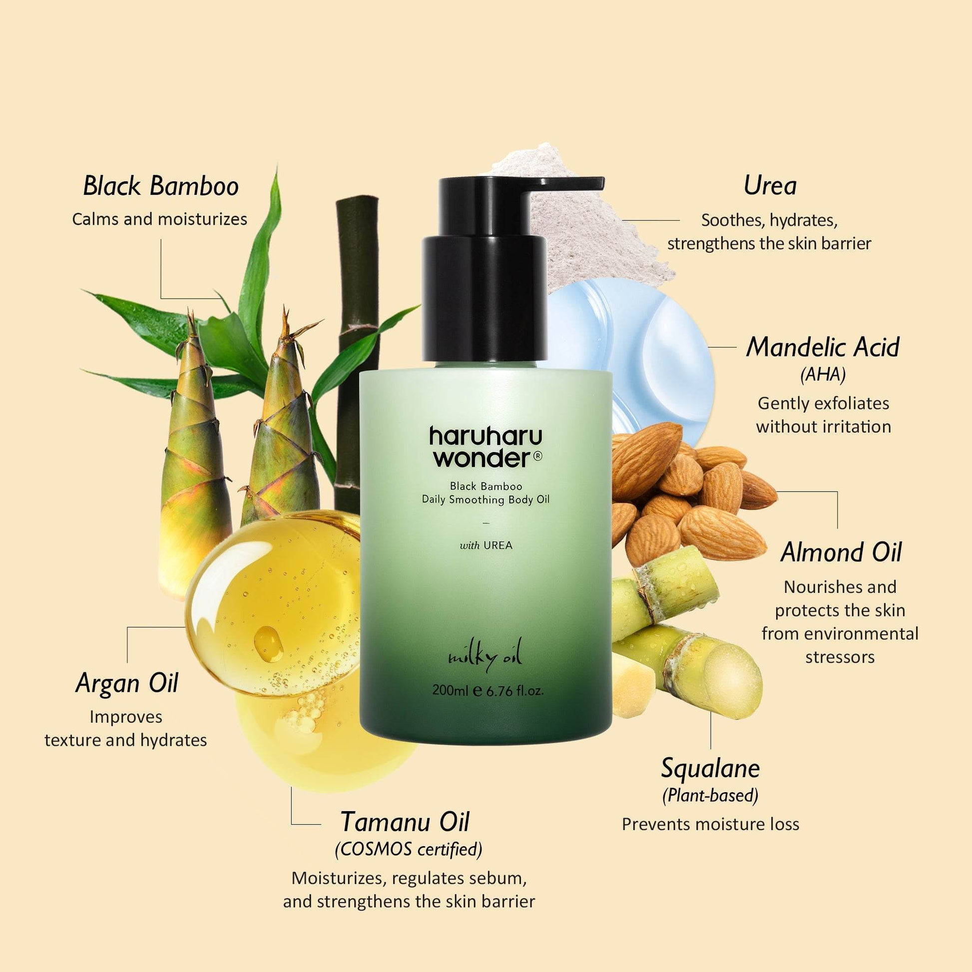 [haruharuwonder] Black Bamboo Daily Soothing Body Oil 200ml - Beauty Lab Perth