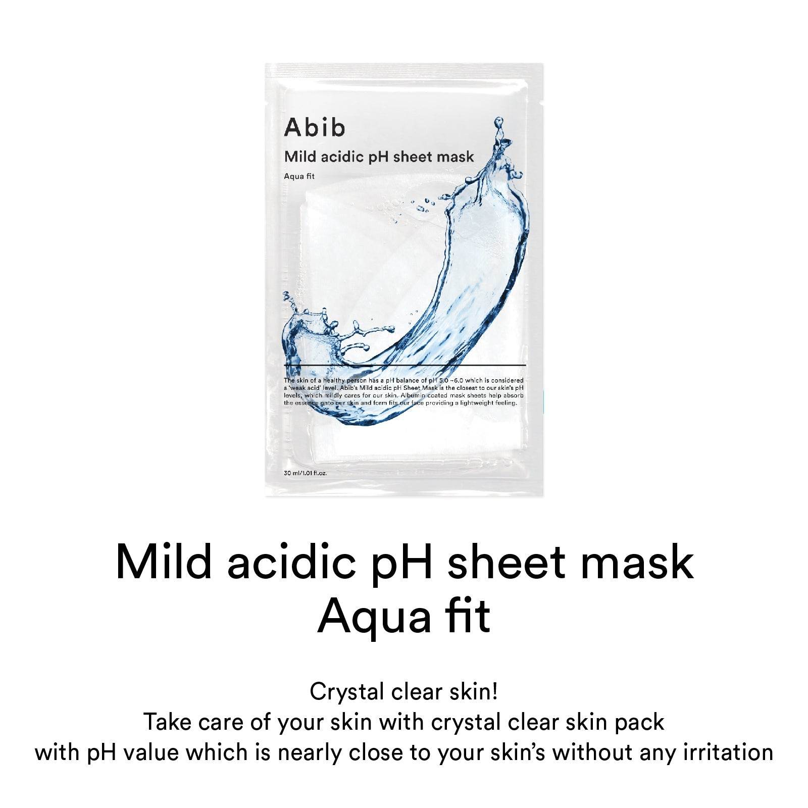Abib Mild acidic pH sheet mask Aqua fit 30ml - Beauty Lab Perth