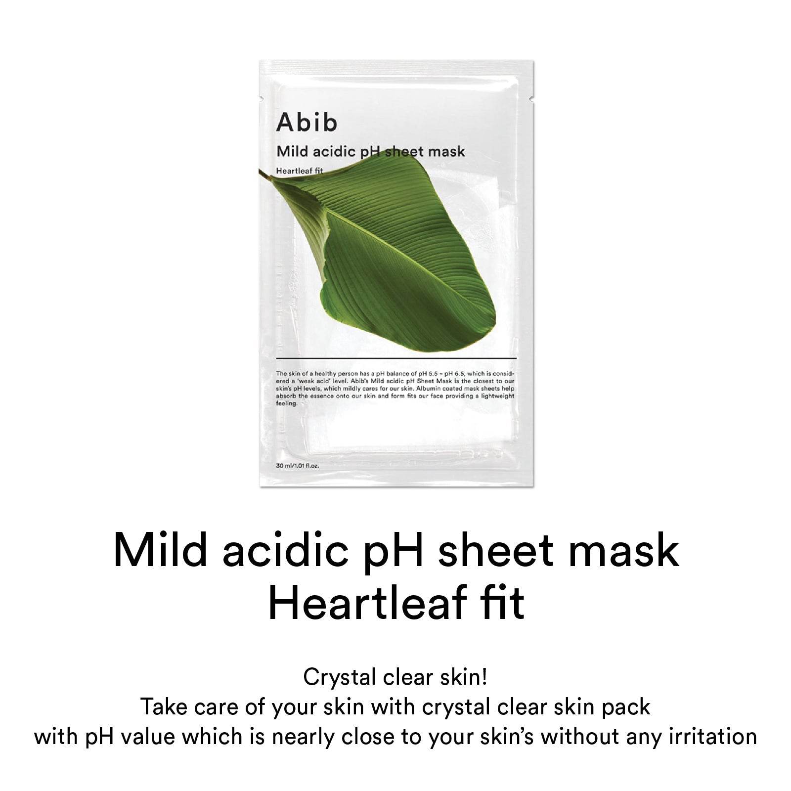 Abib Mild acidic pH sheet mask Heartleaf fit 30ml - Beauty Lab Perth